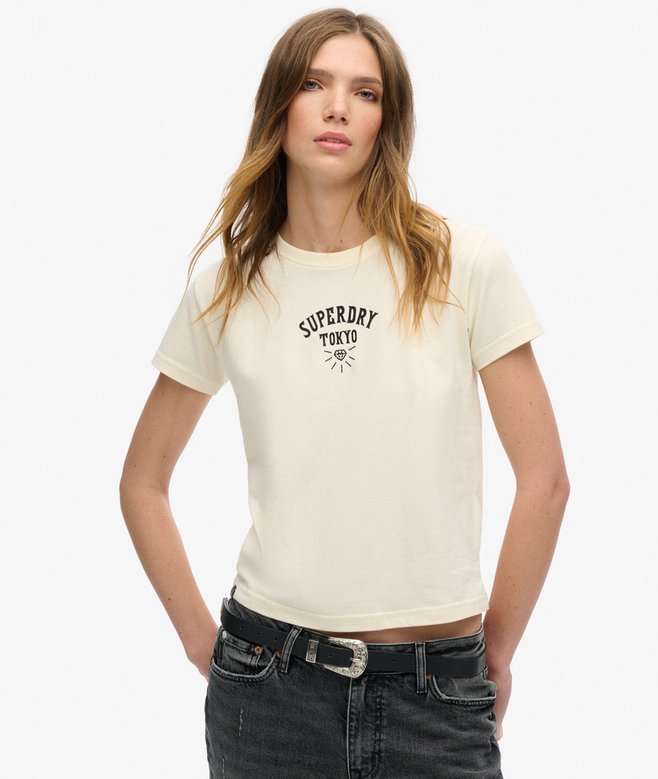 superdry Tattoo Rhinestone Fitted T-Shirt