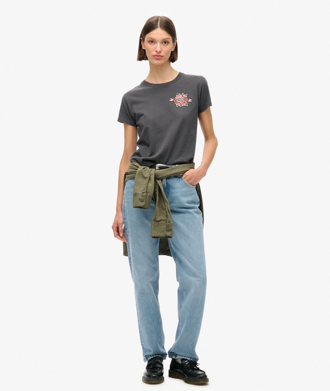 Superdry Tattoo Rhinestone Fitted T-Shirt