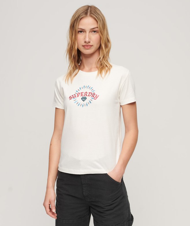 superdry Tattoo Rhinestone Fitted T-Shirt