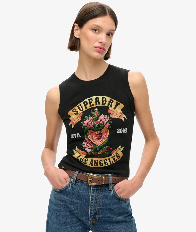 superdry Tattoo Rhinestone Vest