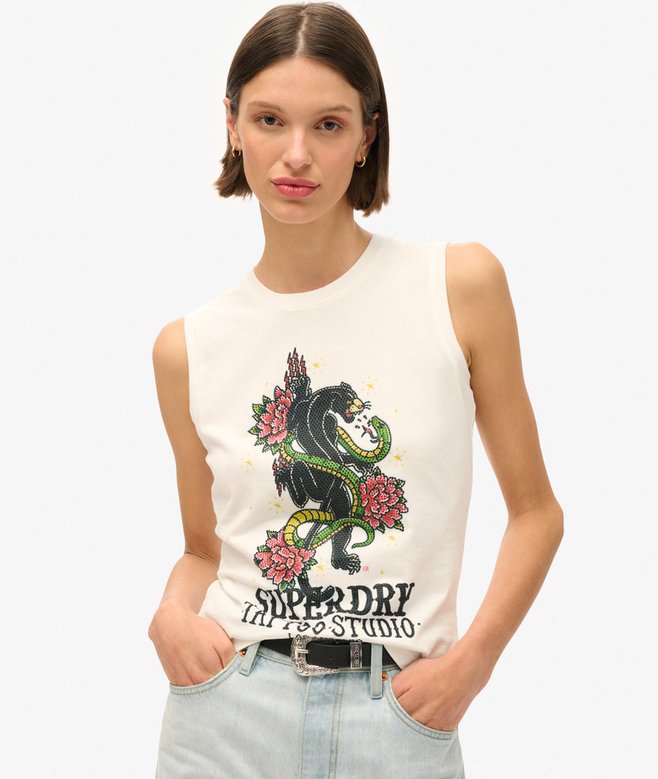 superdry Tattoo Rhinestone Vest