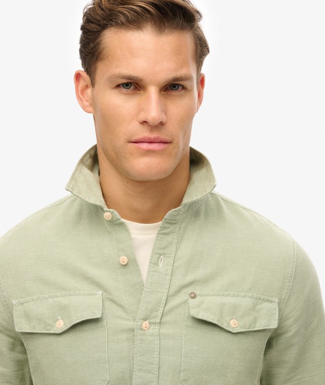 Superdry The Merchant Store- Linen Blend Work Shirt