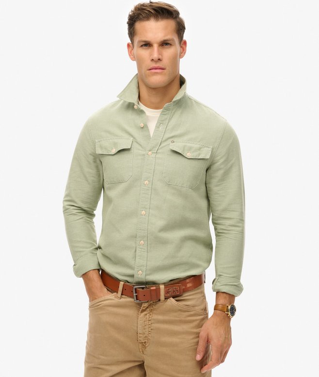 superdry The Merchant Store- Linen Blend Work Shirt