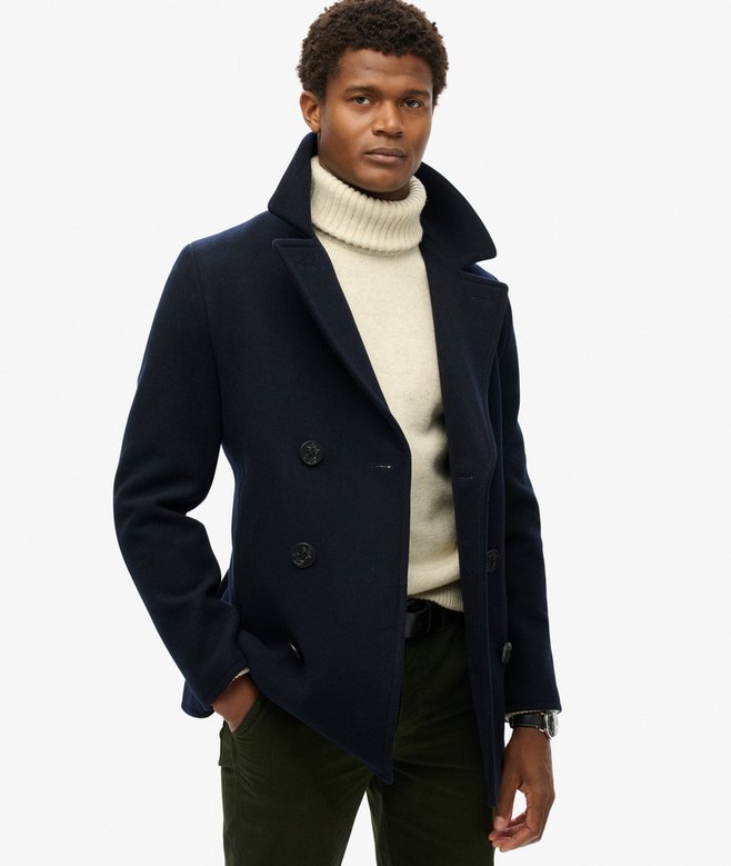 superdry The Merchant Store - Wool Blend Pea Coat