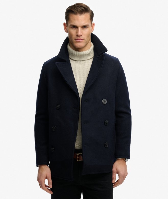superdry The Merchant Store - Wool Blend Pea Coat