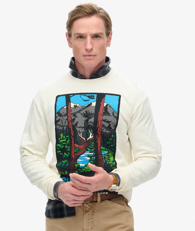 superdry Travel Postcard Graphic Crew Sweatshirt