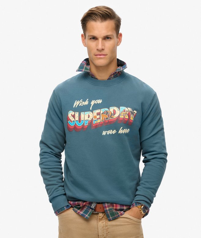 superdry Travel Postcard Graphic Crew Sweatshirt