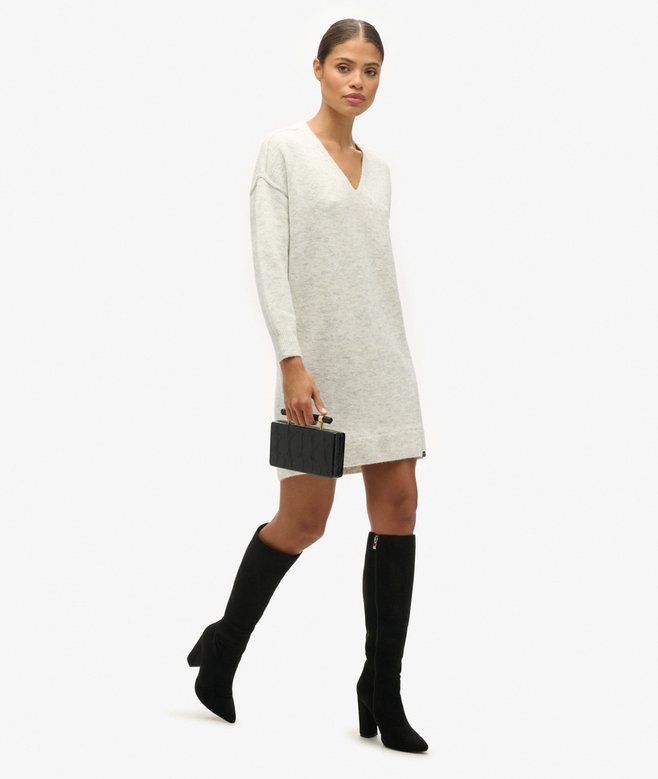Superdry V Neck Knit Jumper Dress