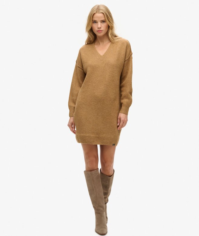 Superdry V Neck Knit Jumper Dress