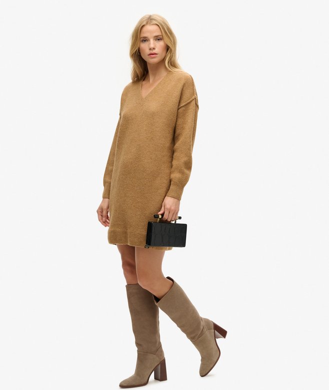 Superdry V Neck Knit Jumper Dress