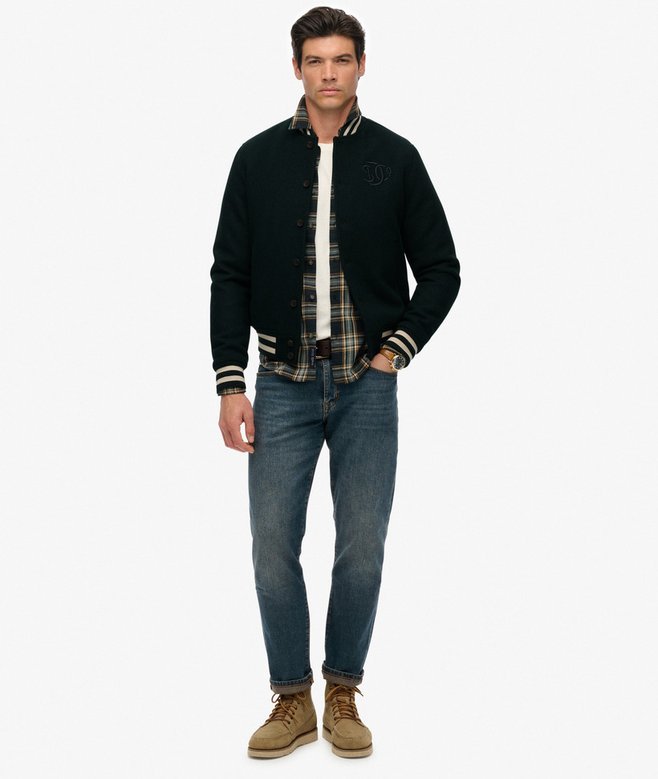 Superdry Varsity Monogram Wool Blend Bomber Jacket