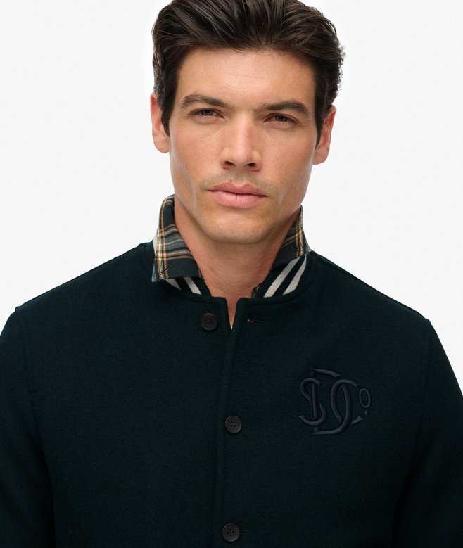 Superdry Varsity Monogram Wool Blend Bomber Jacket