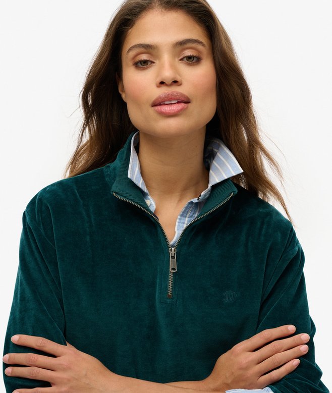Superdry Velour Half Zip Sweatshirt