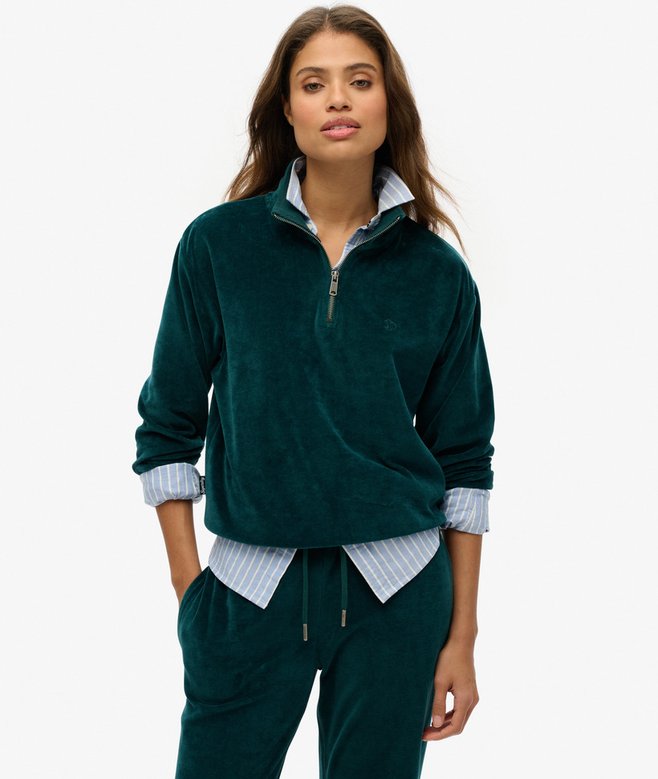 superdry Velour Half Zip Sweatshirt