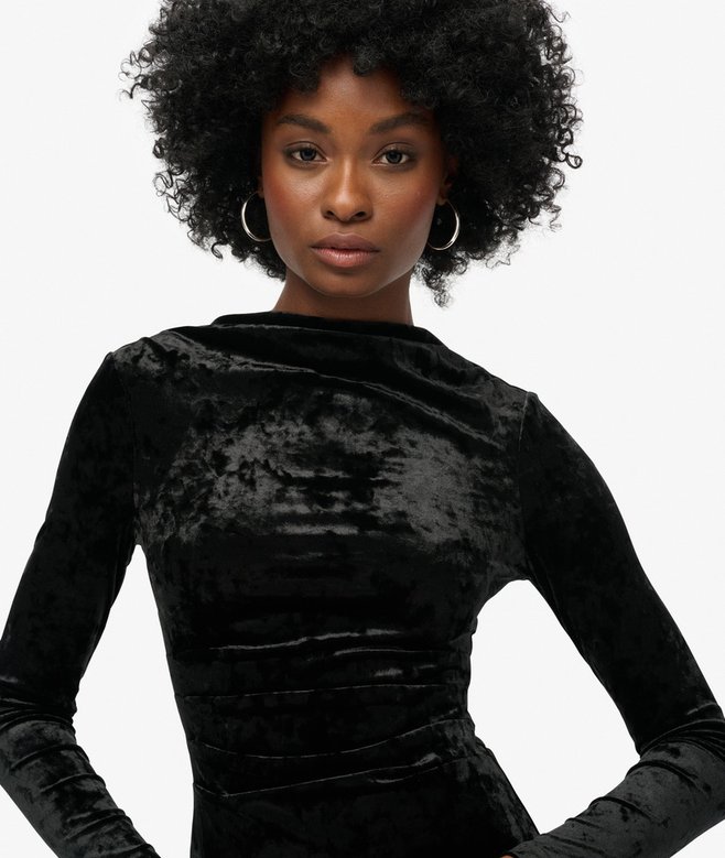 Superdry Velvet Long Sleeve Mini Dress