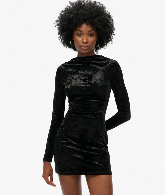 superdry Velvet Long Sleeve Mini Dress