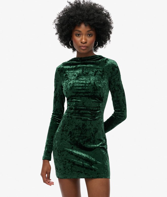 superdry Velvet Long Sleeve Mini Dress
