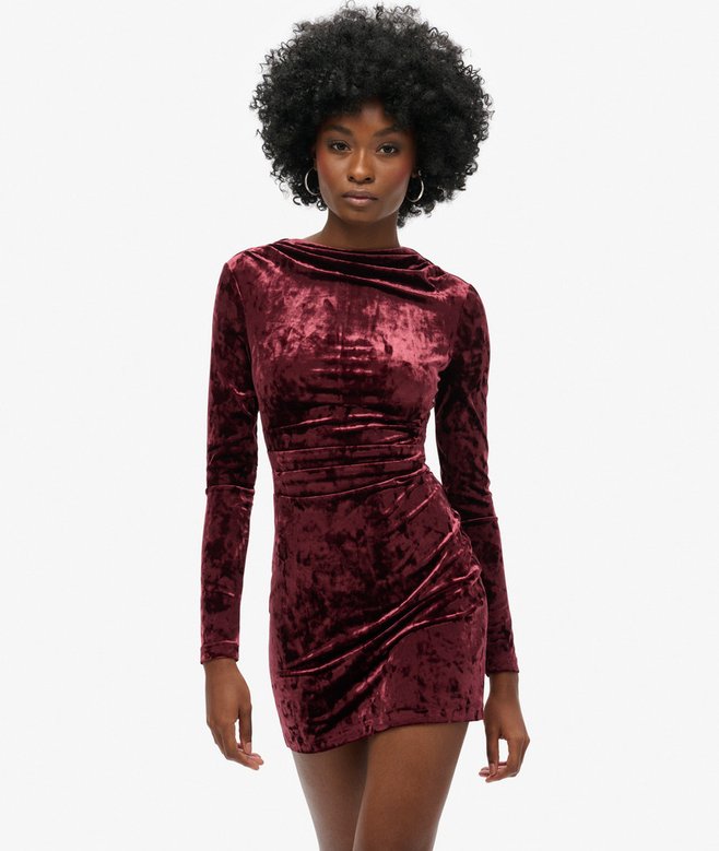 superdry Velvet Long Sleeve Mini Dress