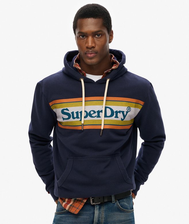 superdry Venue Logo Striped Relaxed Hoodie