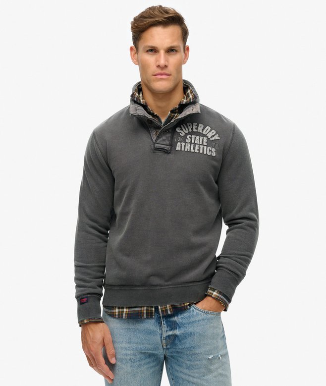 superdry Vintage Athletic Half Button Jumper