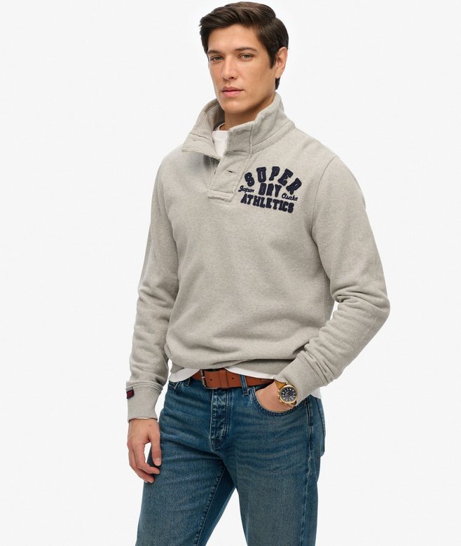 superdry Vintage Athletic Half Button Sweatshirt