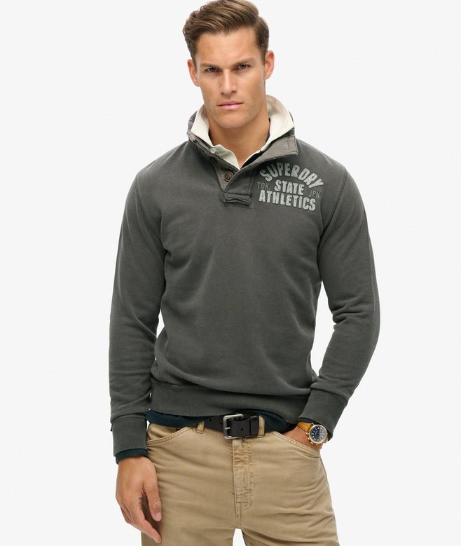 superdry Vintage Athletic Half Button Sweatshirt
