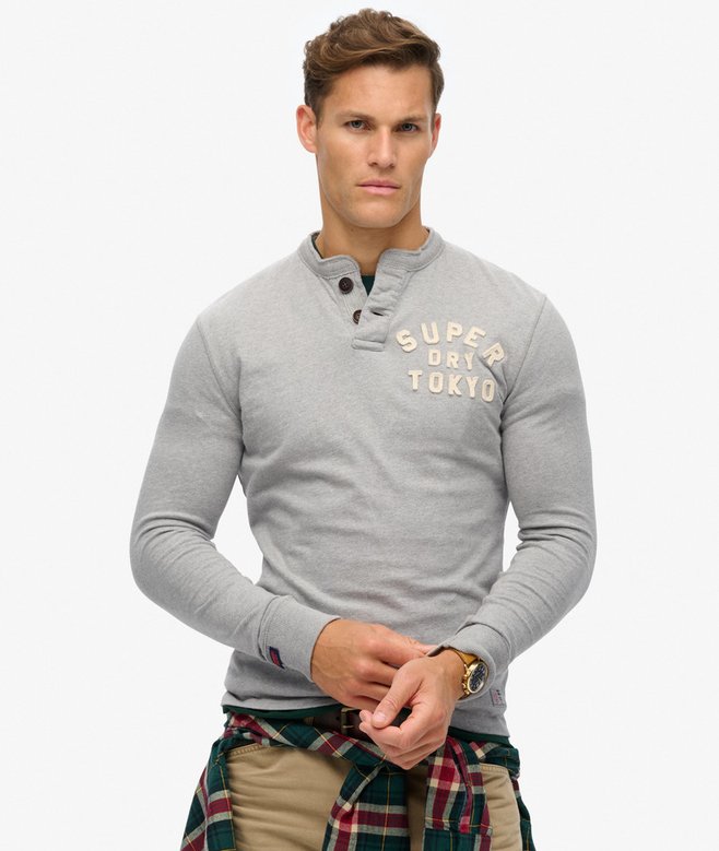 superdry Vintage Athletic Long Sleeve Grandad Top