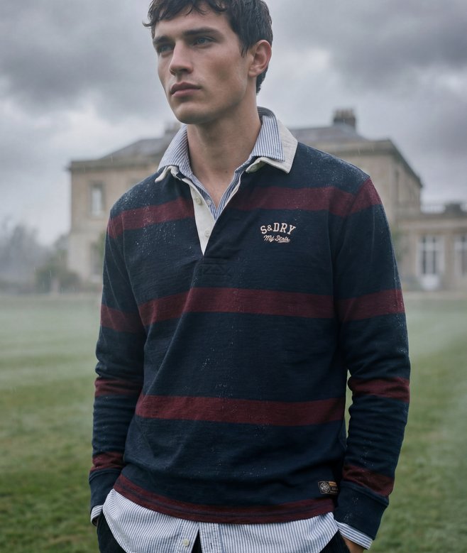 superdry Vintage Athletic Stripe Rugby Top