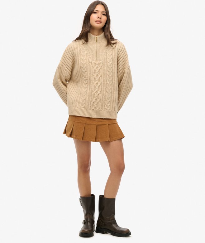 Superdry Vintage Cord Pleated Mini Skirt