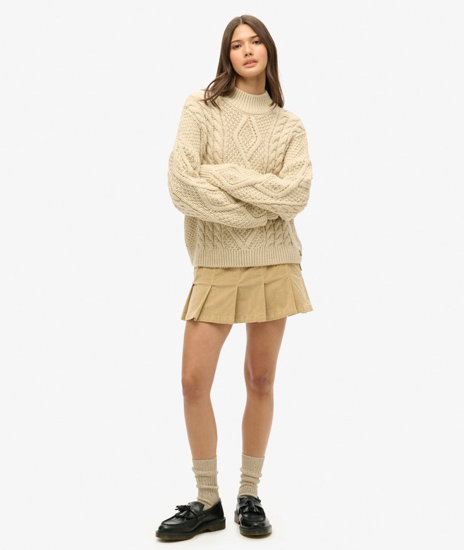 superdry Vintage Cord Pleated Mini Skirt