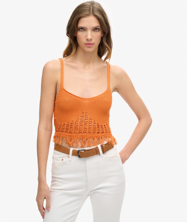 superdry Vintage Crotchet Fringe Top