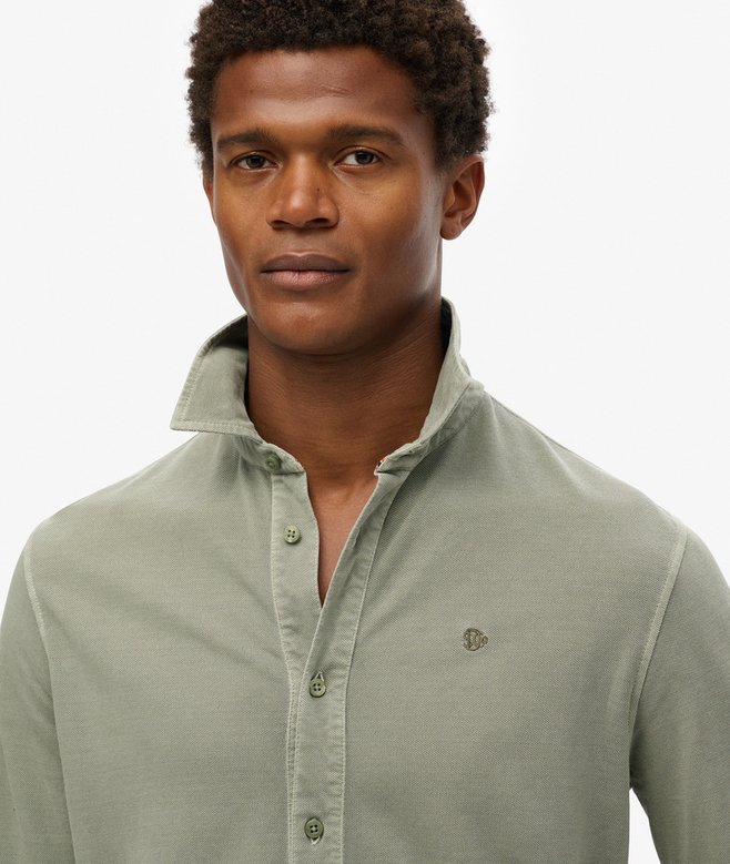 Superdry Vintage Destroy Pique Long Sleeve Shirt