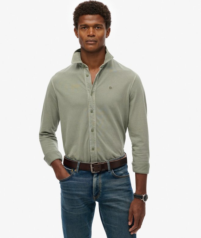 superdry Vintage Destroy Pique Long Sleeve Shirt