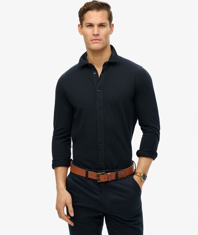 superdry Vintage Destroy Pique Long Sleeve Shirt