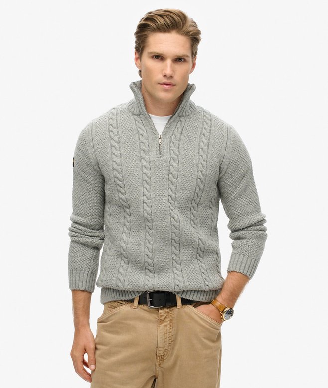 superdry Vintage Jacob Cable Knit Half Zip Jumper