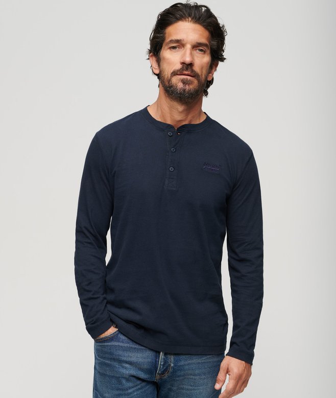 superdry Vintage Logo Embroidered Half Button Top