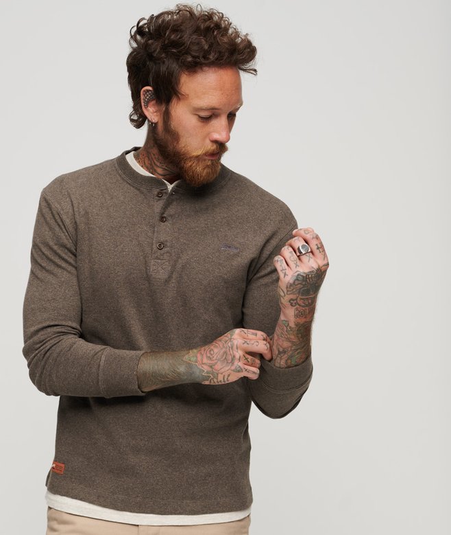 superdry Vintage Logo Embroidered Half Button Top