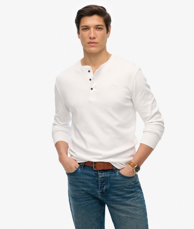 superdry Vintage Logo Embroidered Half Button Top