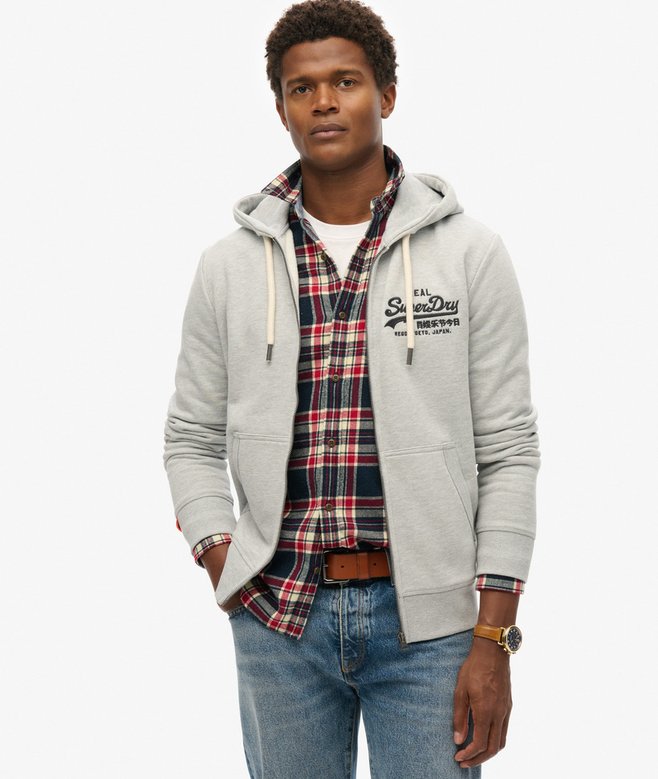 superdry Vintage Logo Embroidered Zip Hoodie