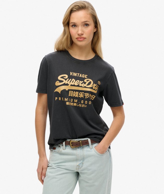 superdry Vintage Logo Metallic Relaxed T-Shirt