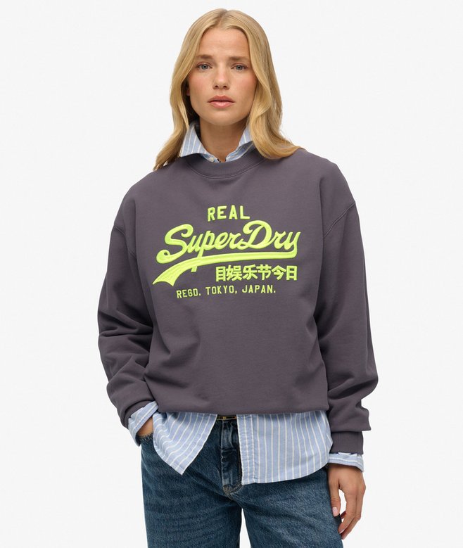 superdry Vintage Logo Neon Loose Crew