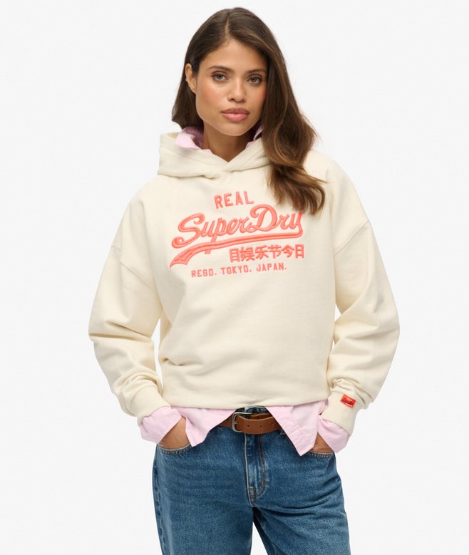superdry Vintage Logo Neon Relaxed Hoodie