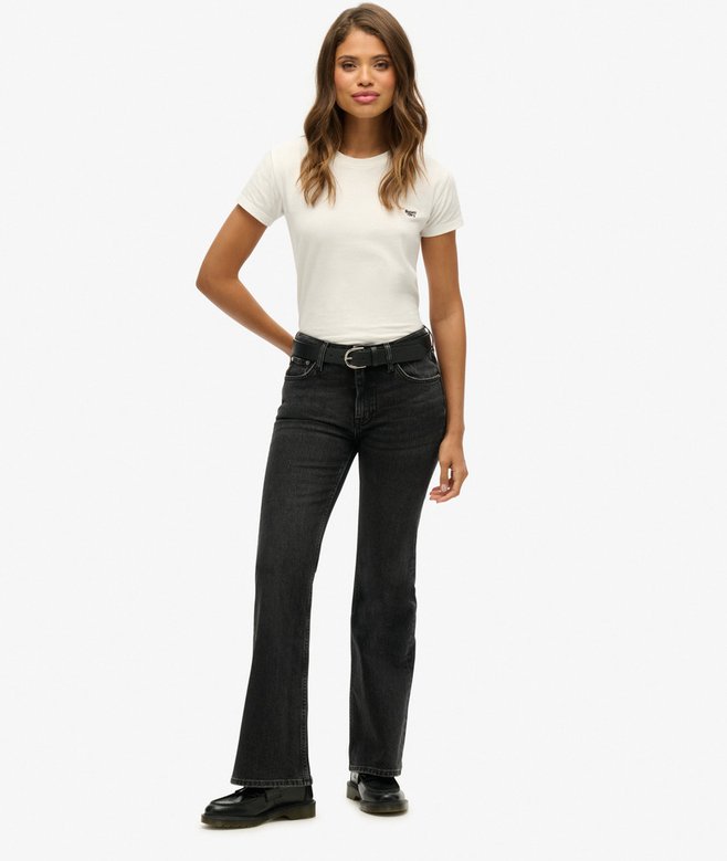 superdry Vintage Mid Rise Slim Flare Jeans