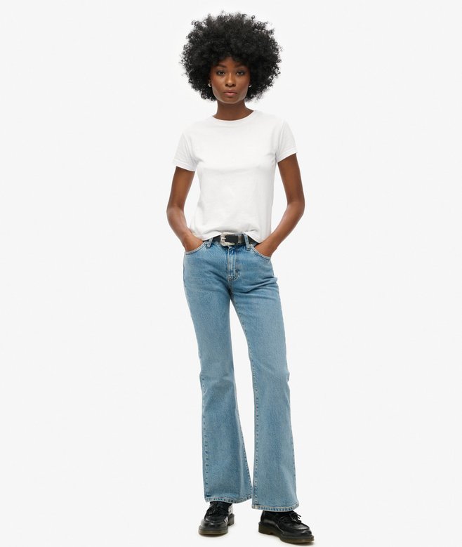 superdry Vintage Mid Rise Slim Flare Jeans