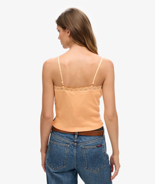 Superdry Vintage Mini Rib Lace Cami Top