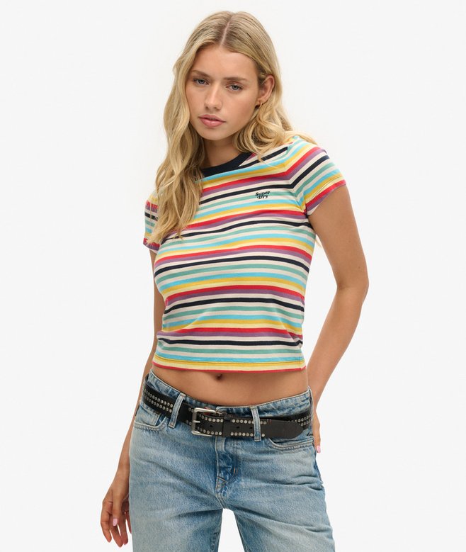 superdry Vintage Stripe Crop T-Shirt