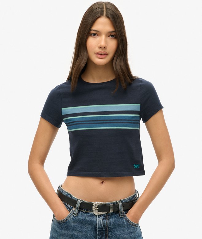 superdry Vintage Stripe Crop T-Shirt