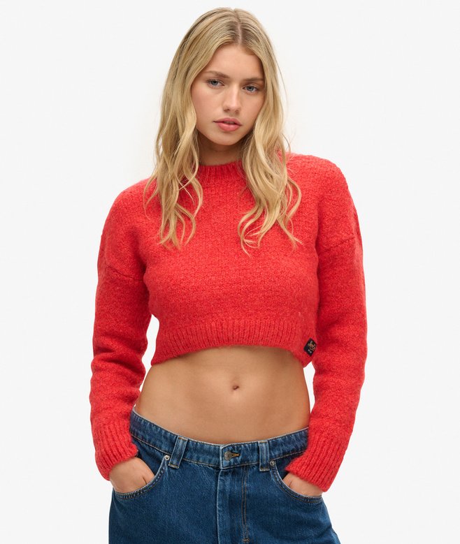 superdry Vintage Textured Crop Knit Jumper