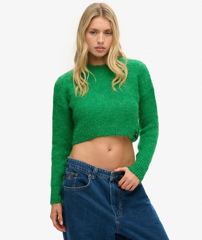 superdry Vintage Textured Crop Knit Jumper