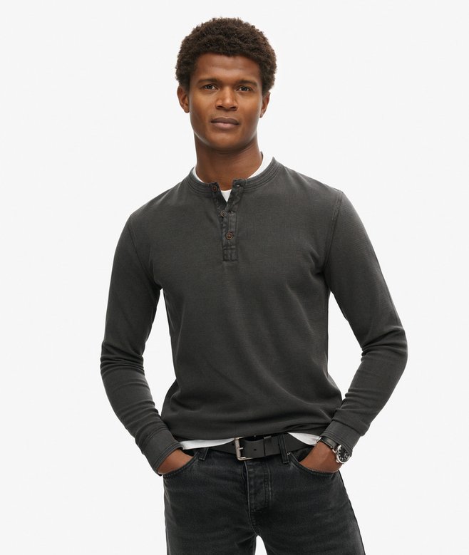 superdry Vintage Textured Grandad Top